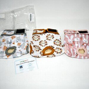 Langsprit Washable Female Dog Diapers, 3 Pack, MEDIUM Rabbit, Owl, Lion, NWT
